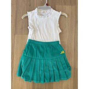 Finding Foxtale Kids White Ruffle Top & Teal Pleated Skort Set Size 8/10 Cotton
